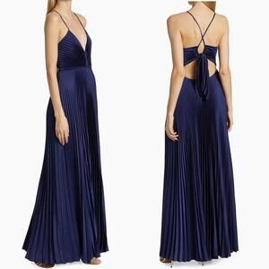 A.L.C. ALC Aries Maxi Pleated Cutout Gown, Ties in Back | Size 8 (Retails $795)